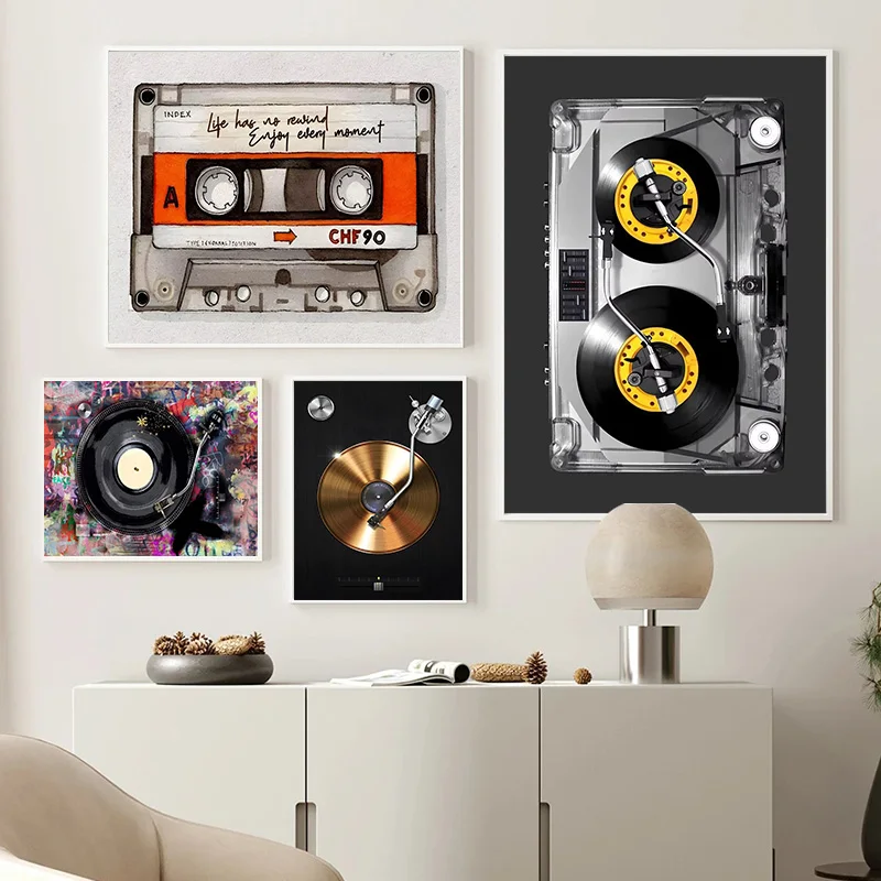 Home Cinema Classic - Kassetten-DJ-Plattenspieler Leinwandposter Einzigartige Modedrucke Wandkunst Gemälde