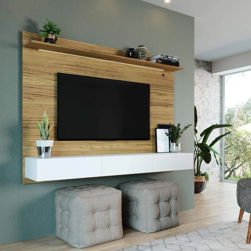 Home Cinema Furniture - Moderner Wand-TV-Ständer, Montiertes Entertainment-Center, Schwebende TV-Platte,